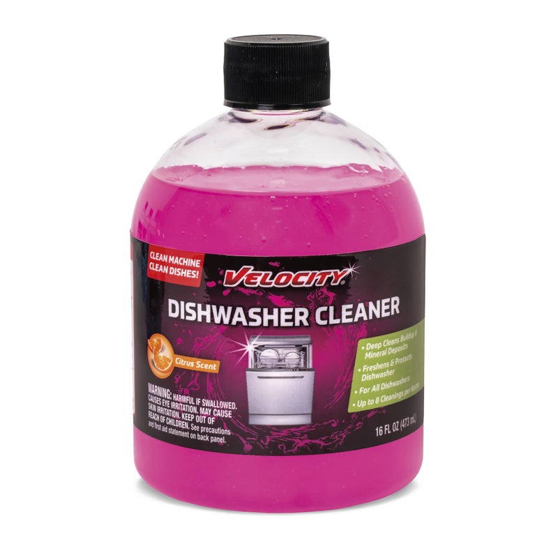 Velocity Dishwasher Cleaner and Deodorizer - 8 Uses Per Bottle. Dishwasher Cleaner and Descaler Deodorizes Interior for Sparkling Dishes, Freshens Machine & Neutralizes Odor - Image 1